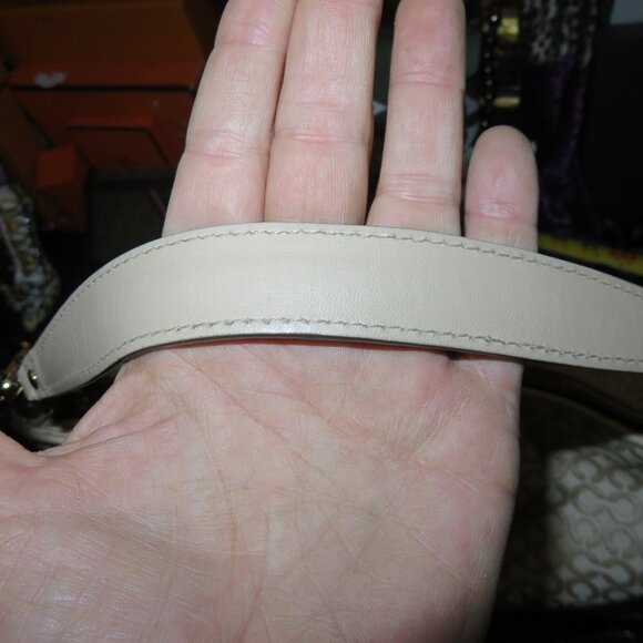 COACH Madison Op Art Fabric & Snakeskin Leather Turn Lock Flap Hobo Crossbody - Picture 9 of 16